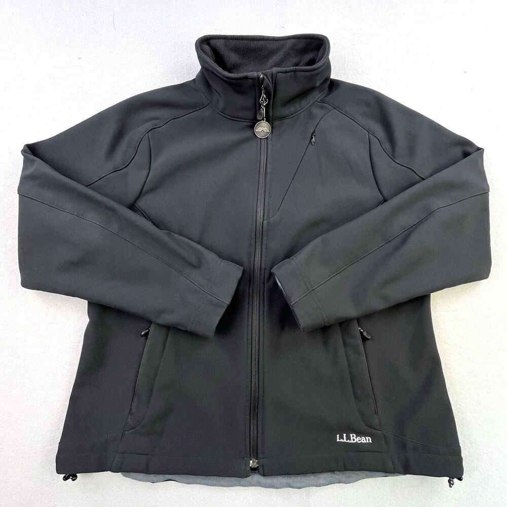 L.L.Bean Jacket Women’s L Black Soft Shell Full Zip Fleece Lined Outdoors